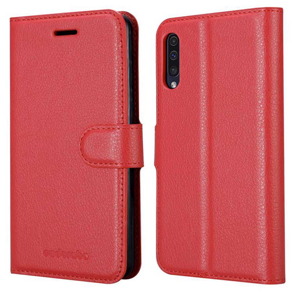 Cadorabo Hülle für Samsung Galaxy A50 4G / A50s / A30s Schutz Hülle in Rot Handyhülle Etui Case Cover Magnetverschluss