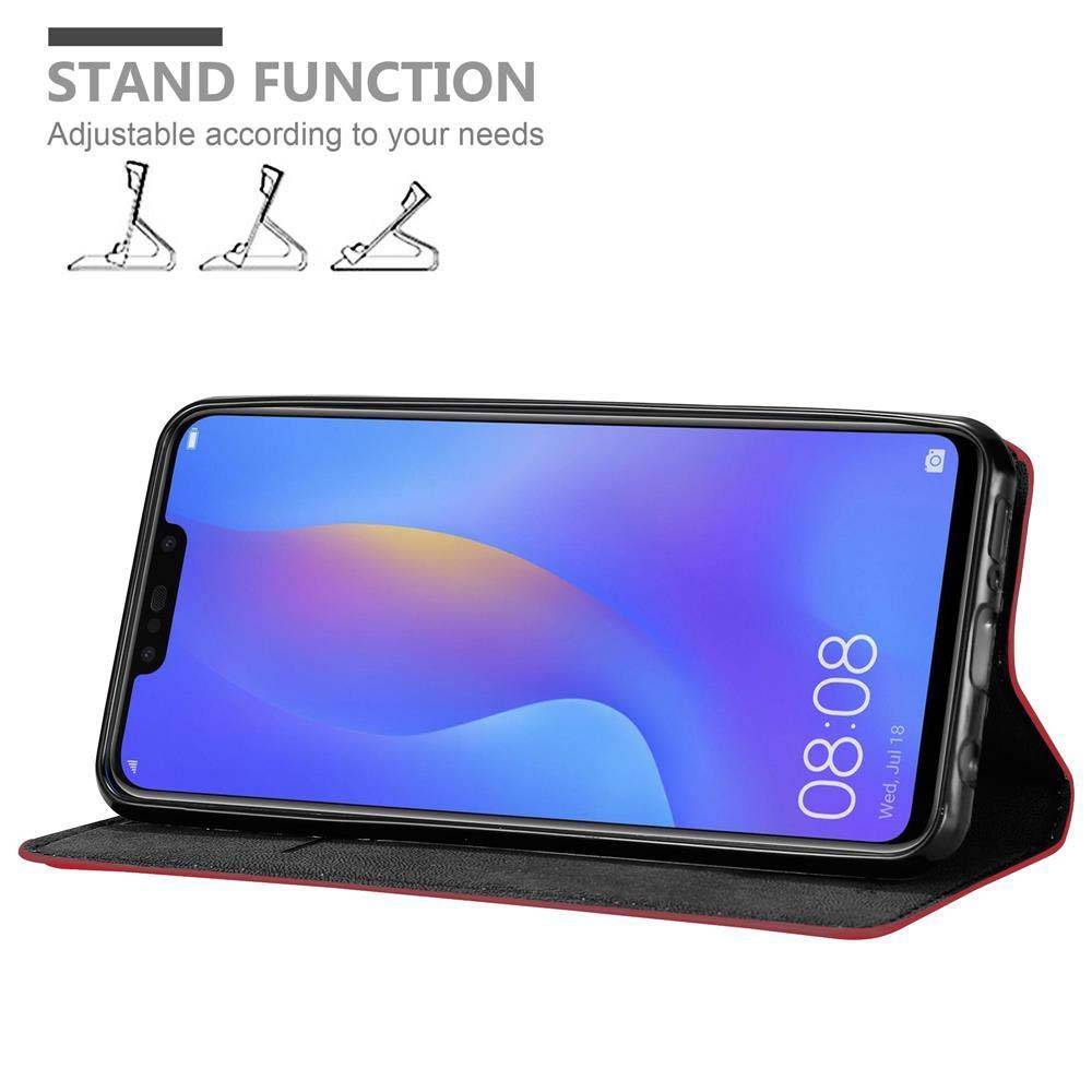 Cadorabo Hülle für Samsung Galaxy J4 PLUS Schutz Hülle in Rot Handyhülle Etui Case Cover Magnetverschluss