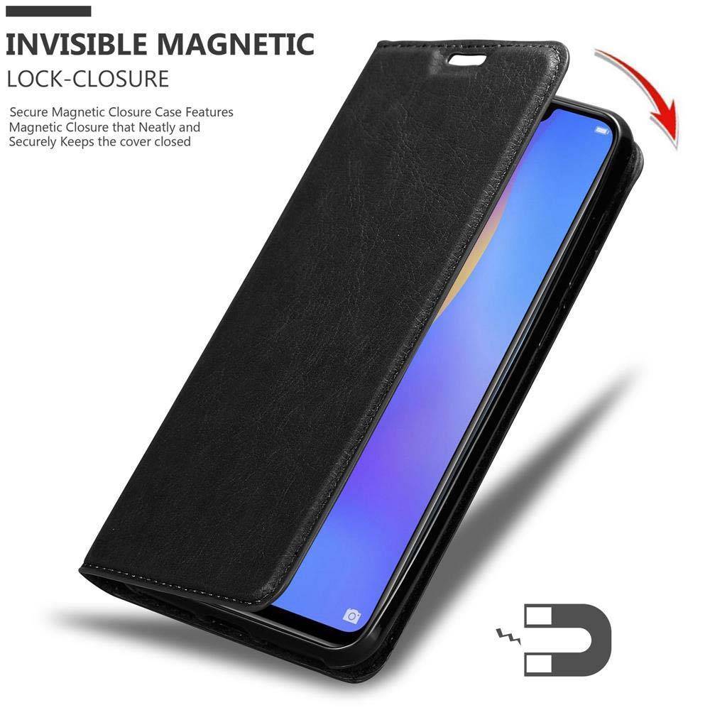 Cadorabo Hülle für Samsung Galaxy J4 PLUS Schutz Hülle in Schwarz Handyhülle Etui Case Cover Magnetverschluss