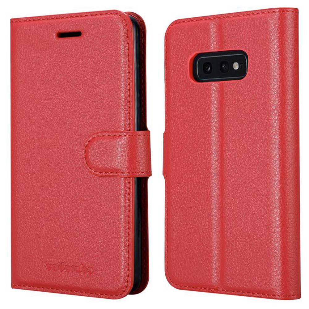 Cadorabo Hülle für Samsung Galaxy S10e Schutz Hülle in Rot Handyhülle Etui Case Cover Magnetverschluss