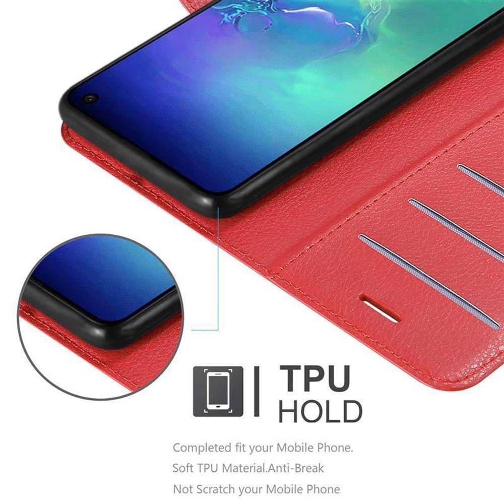 Cadorabo Hülle für Samsung Galaxy S10e Schutz Hülle in Rot Handyhülle Etui Case Cover Magnetverschluss