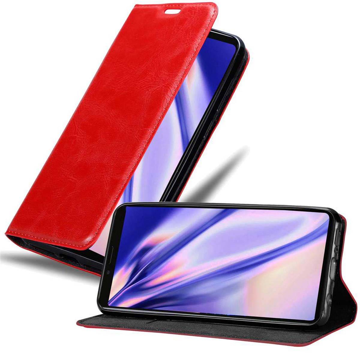 Cadorabo Hülle für Sony Xperia 1 / Xperia XZ4 Schutz Hülle in Rot Handyhülle Etui Case Cover Magnetverschluss