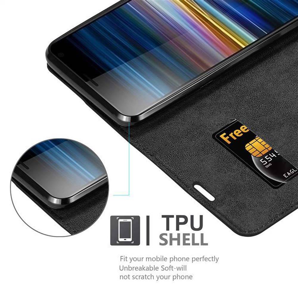 Cadorabo Hülle für Sony Xperia 10 PLUS Schutz Hülle in Schwarz Handyhülle Etui Case Cover Magnetverschluss