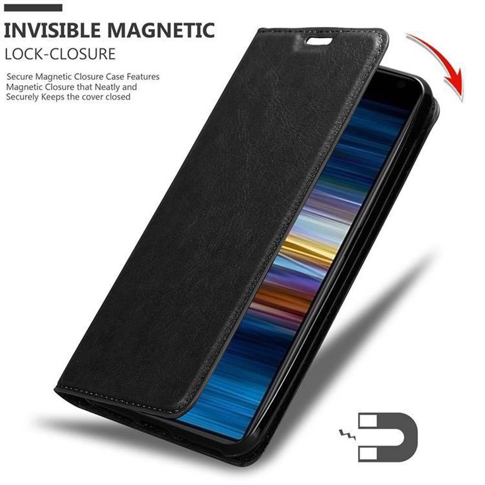 Cadorabo Hülle für Sony Xperia 10 PLUS Schutz Hülle in Schwarz Handyhülle Etui Case Cover Magnetverschluss
