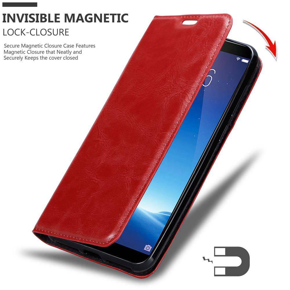 Cadorabo Hülle für Vivo Y71 Schutz Hülle in Rot Handyhülle Etui Case Cover Magnetverschluss
