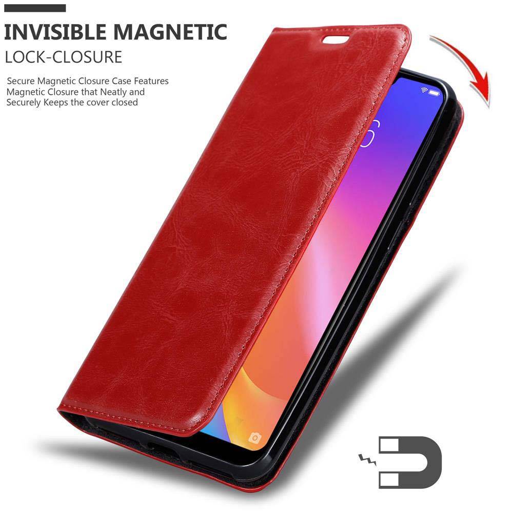 Cadorabo Hülle für Vivo Y81i Schutz Hülle in Rot Handyhülle Etui Case Cover Magnetverschluss