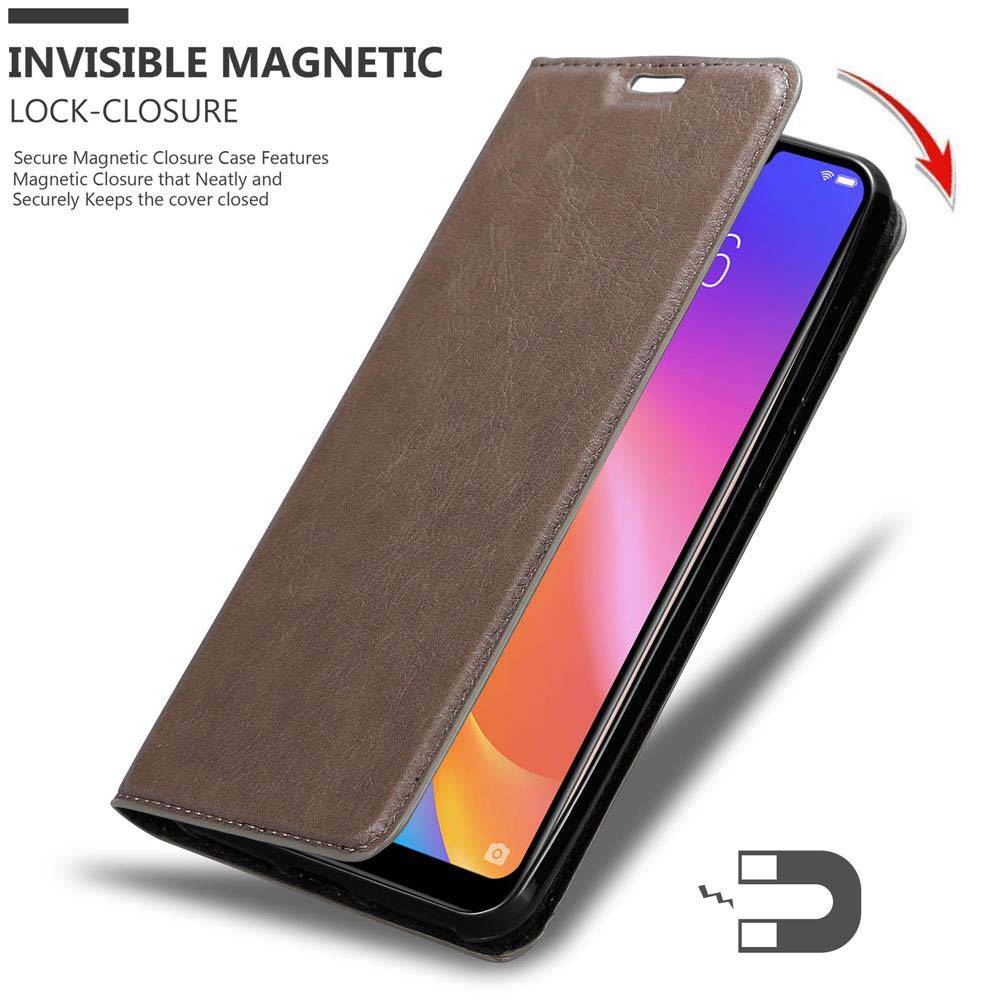 Cadorabo Hülle für Vivo Y81i Schutz Hülle in Braun Handyhülle Etui Case Cover Magnetverschluss