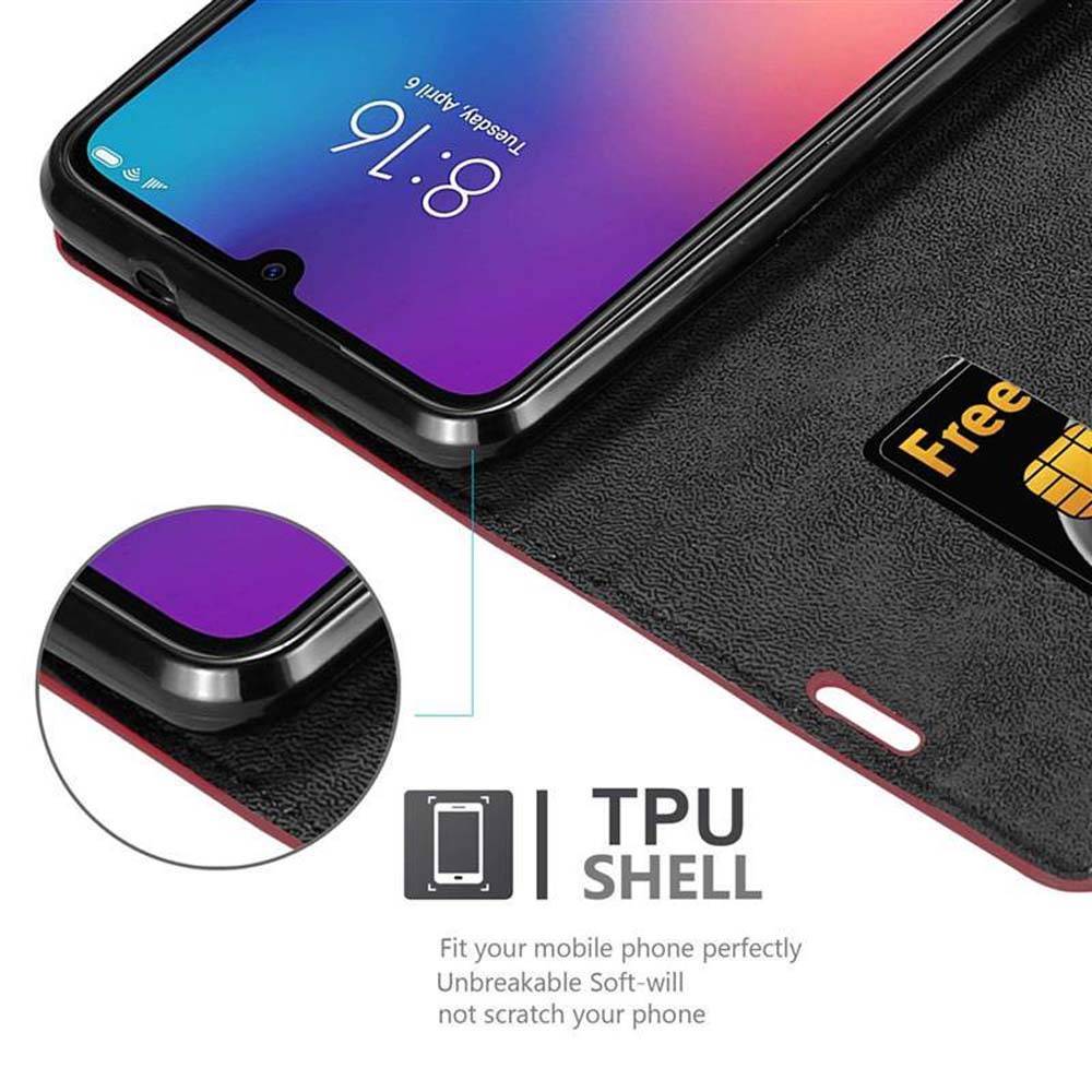 Cadorabo Hülle für Xiaomi Mi 9 Schutz Hülle in Rot Handyhülle Etui Case Cover Magnetverschluss