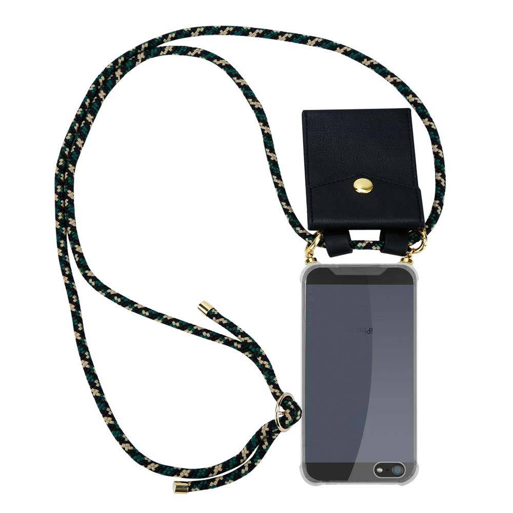 Cadorabo Hülle für Apple iPhone 5 / 5S / SE 2016 Schutzhülle in Braun Handy Kette Silikon Kordel abnehmbares Etui