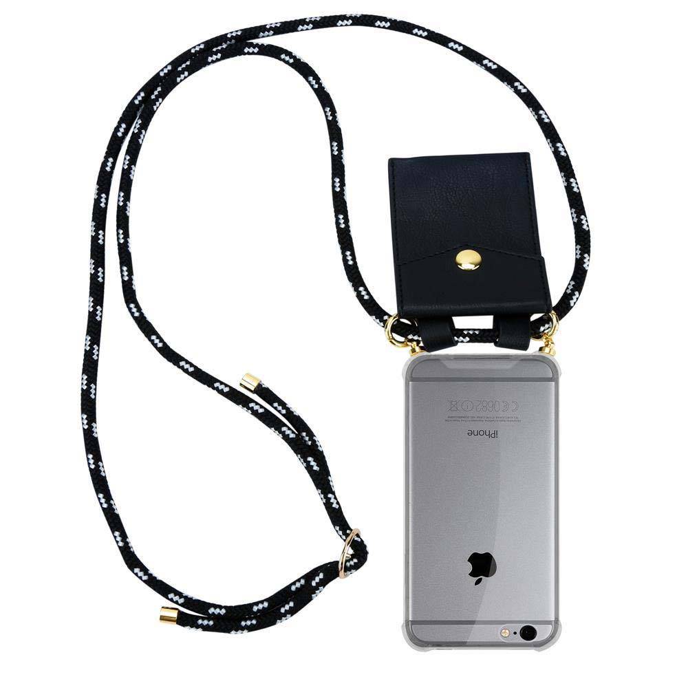 Cadorabo Hülle für Apple iPhone 6 / 6S Schutzhülle in Schwarz Handy Kette Silikon Kordel abnehmbares Etui