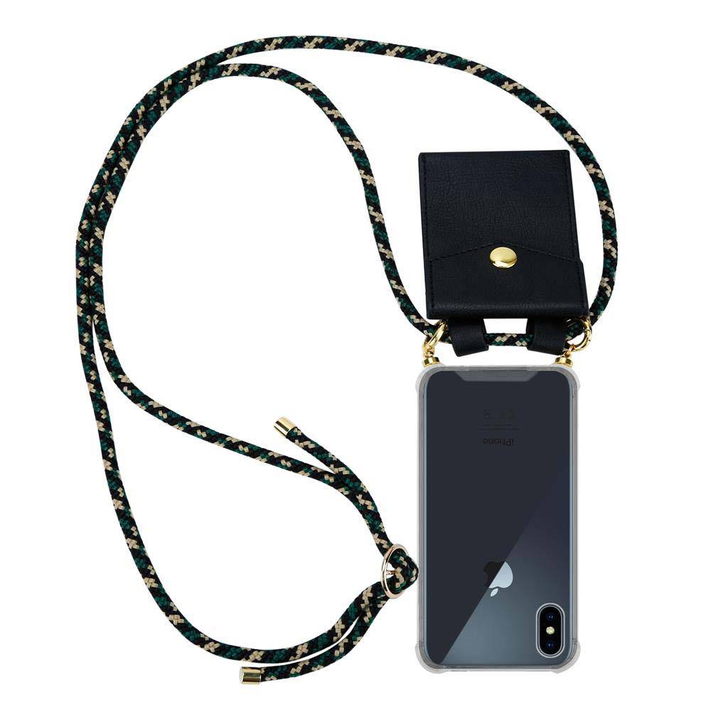 Cadorabo Hülle für Apple iPhone XS MAX Schutzhülle in Braun Handy Kette Silikon Kordel abnehmbares Etui
