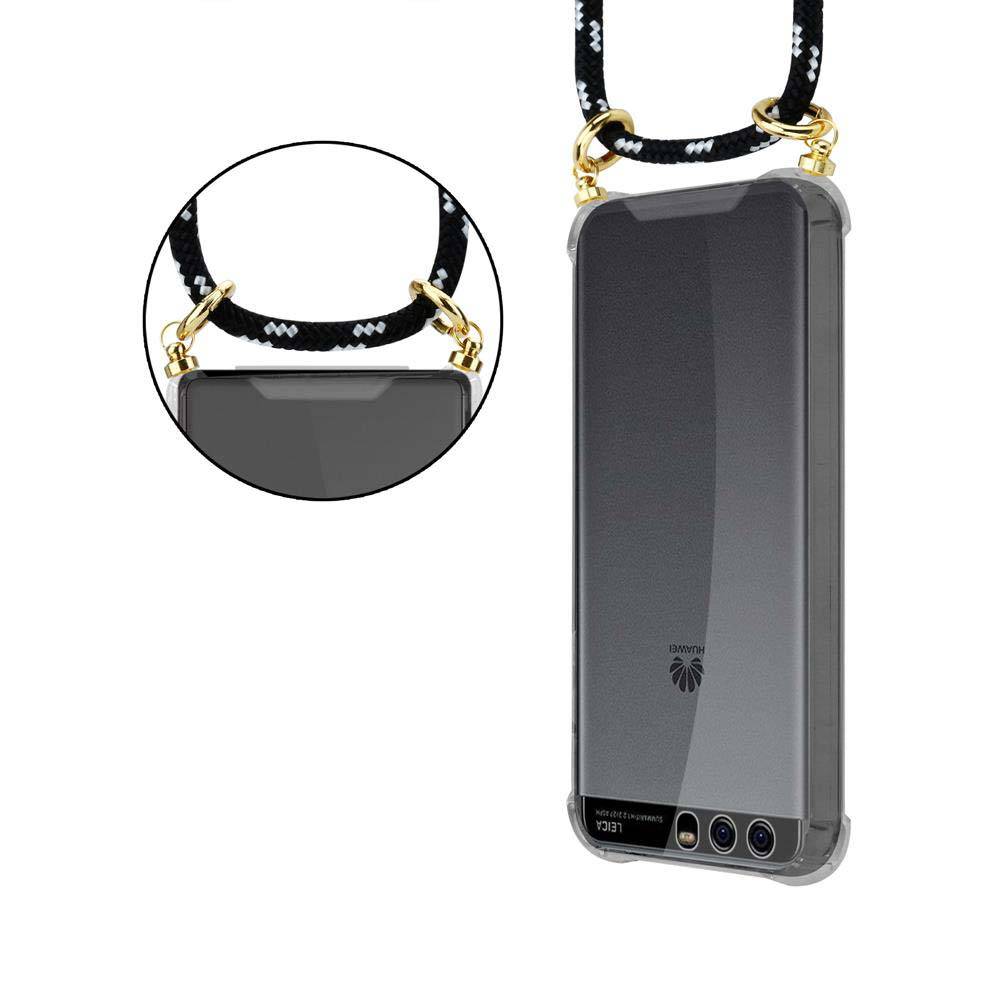 Cadorabo Hülle für Huawei P10 Schutzhülle in Schwarz Handy Kette Silikon Kordel abnehmbares Etui