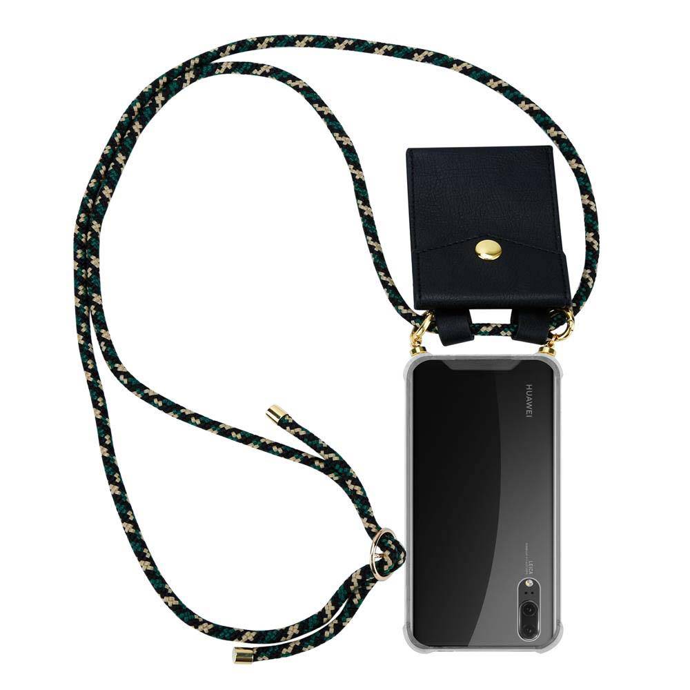 Cadorabo Hülle für Huawei P20 Schutzhülle in Braun Handy Kette Silikon Kordel abnehmbares Etui
