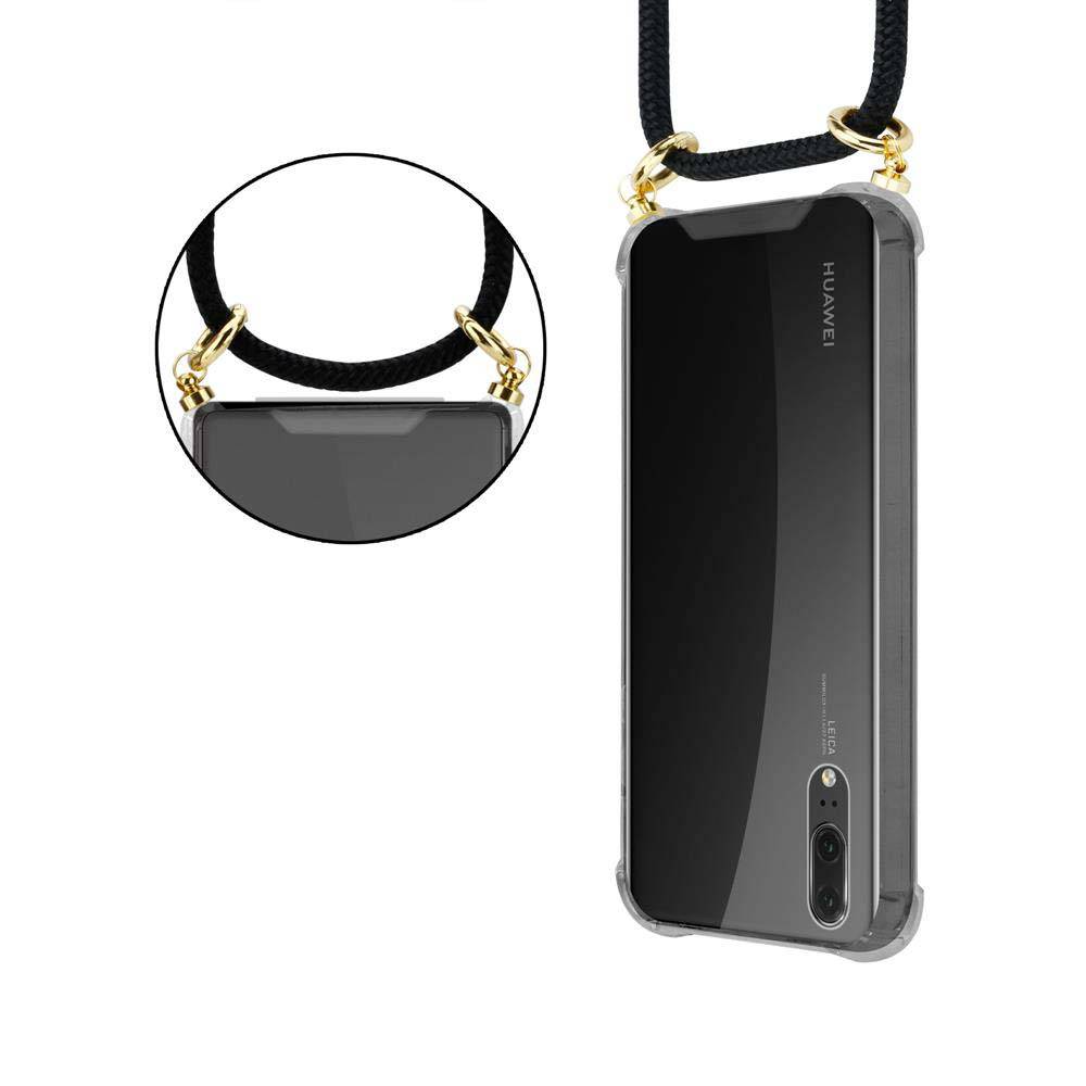 Cadorabo Hülle für Huawei P20 Schutzhülle in Schwarz Handy Kette Silikon Kordel abnehmbares Etui