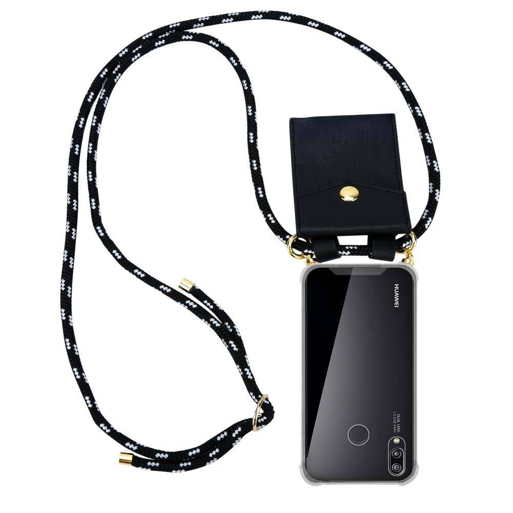 Cadorabo Hülle für Huawei P20 LITE 2018 / NOVA 3E Schutzhülle in Schwarz Handy Kette Silikon Kordel abnehmbares Etui
