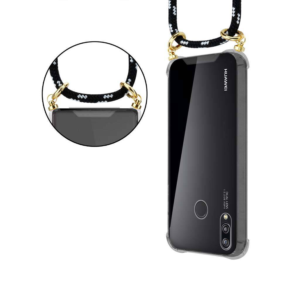 Cadorabo Hülle für Huawei P20 LITE 2018 / NOVA 3E Schutzhülle in Schwarz Handy Kette Silikon Kordel abnehmbares Etui