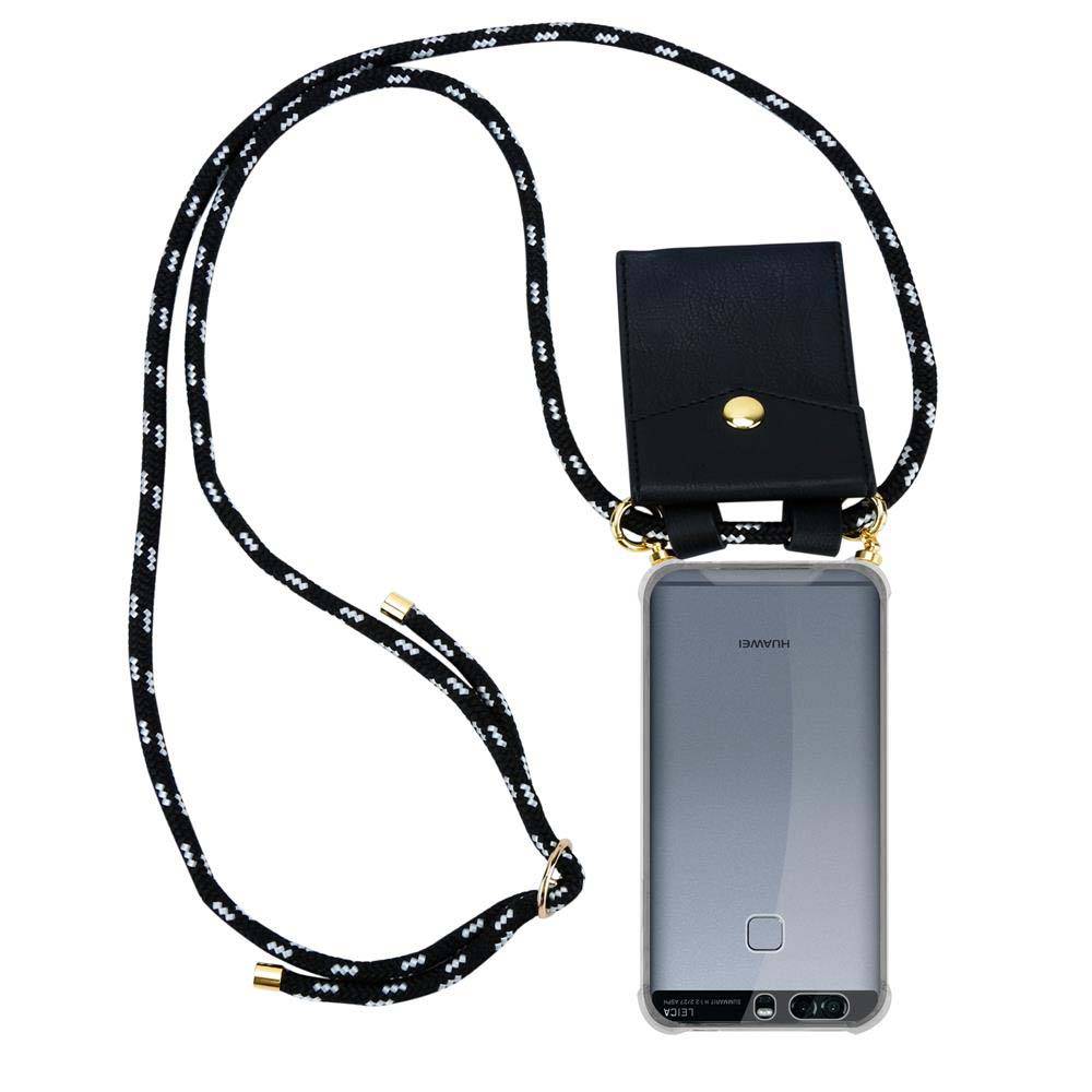 Cadorabo Hülle für Huawei P9 Schutzhülle in Schwarz Handy Kette Silikon Kordel abnehmbares Etui