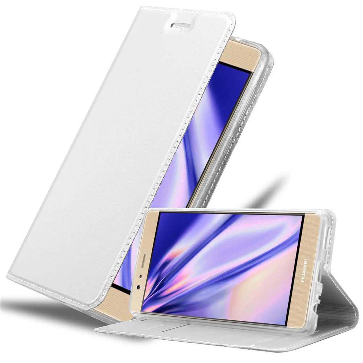 Cadorabo Handyhülle für Huawei P9 PLUS Schutz Hülle in Silber Cover Etui Book Case Booklet