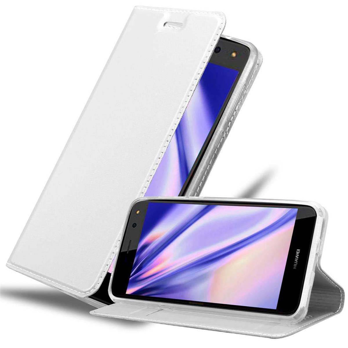 Cadorabo Handyhülle für Huawei Y5 2017 / Y6 2017 Schutz Hülle in Silber Cover Etui Book Case Booklet