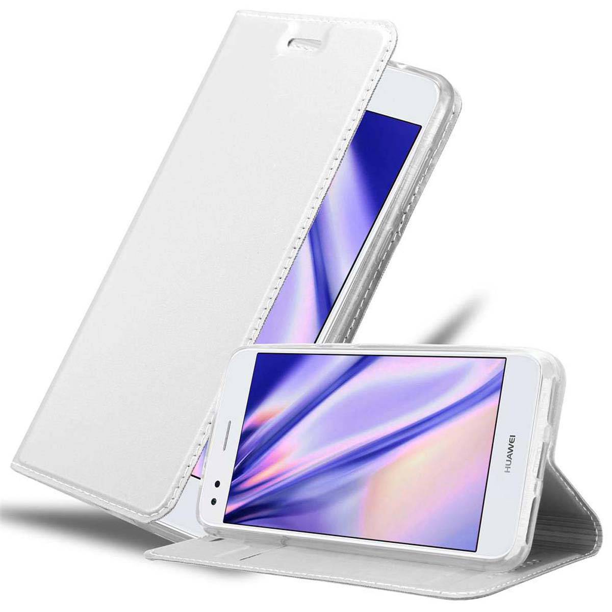 Cadorabo Handyhülle für Huawei Y6 PRO 2017 Schutz Hülle in Silber Cover Etui Book Case Booklet