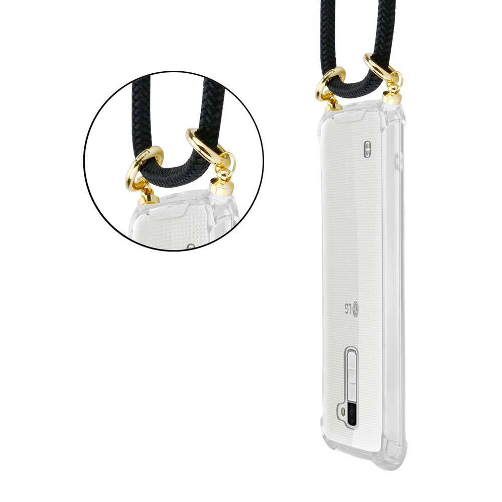 Cadorabo Hülle für LG K10 2016 Schutzhülle in Schwarz Handy Kette Silikon Kordel abnehmbares Etui