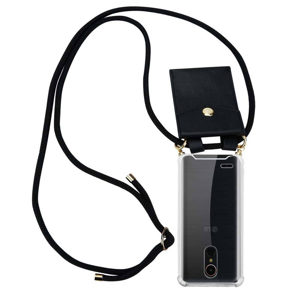Cadorabo Hülle für LG K10 2017 Schutzhülle in Schwarz Handy Kette Silikon Kordel abnehmbares Etui