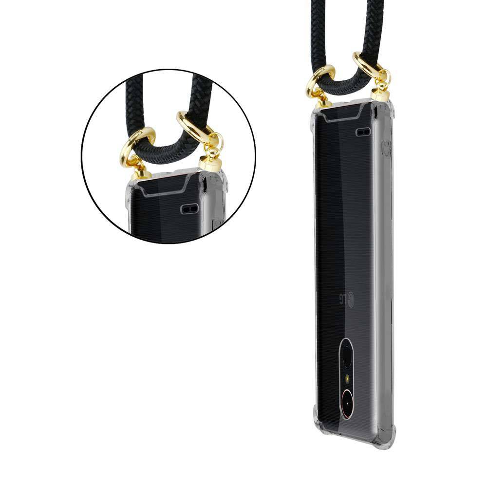 Cadorabo Hülle für LG K10 2017 Schutzhülle in Schwarz Handy Kette Silikon Kordel abnehmbares Etui