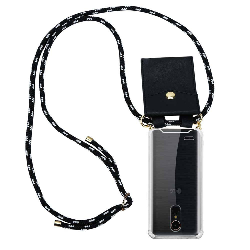 Cadorabo Hülle für LG K10 2017 Schutzhülle in Schwarz Handy Kette Silikon Kordel abnehmbares Etui