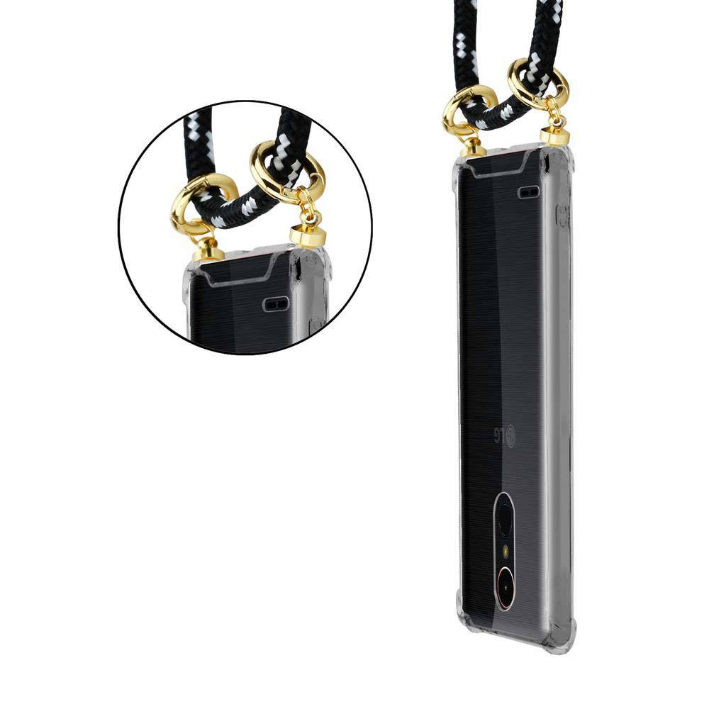 Cadorabo Hülle für LG K10 2017 Schutzhülle in Schwarz Handy Kette Silikon Kordel abnehmbares Etui