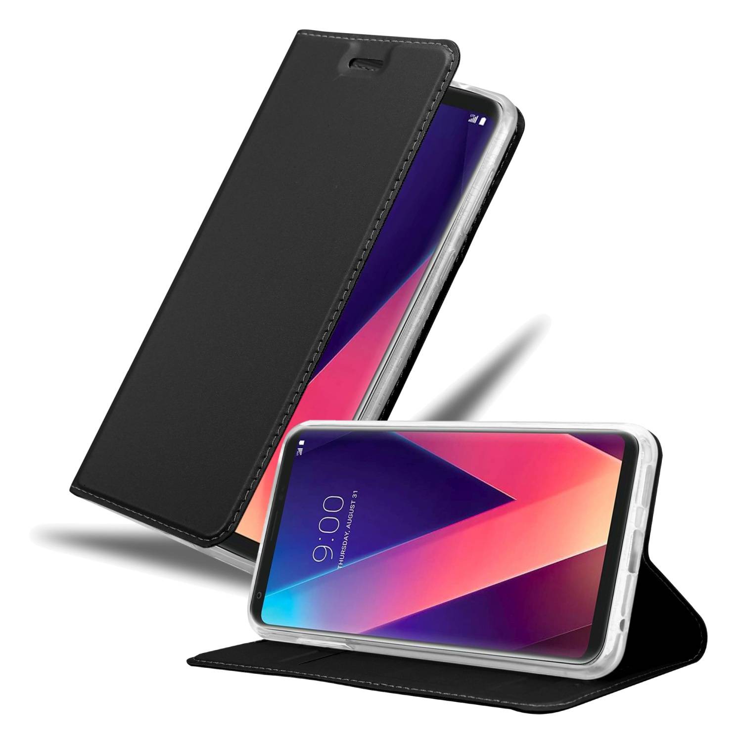 Cadorabo Handyhülle für LG V30 Schutz Hülle in Schwarz Cover Etui Book Case Booklet