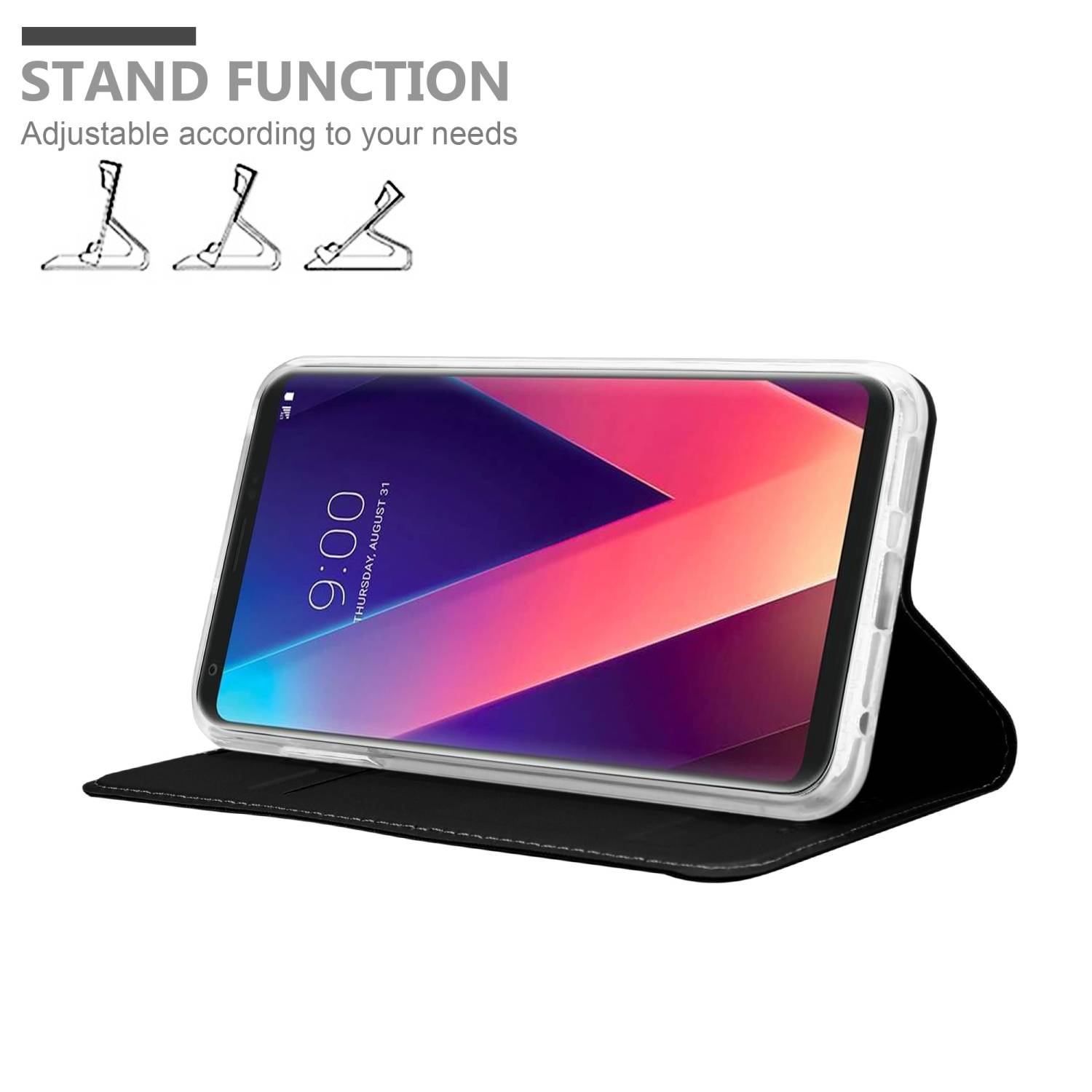 Cadorabo Handyhülle für LG V30 Schutz Hülle in Schwarz Cover Etui Book Case Booklet