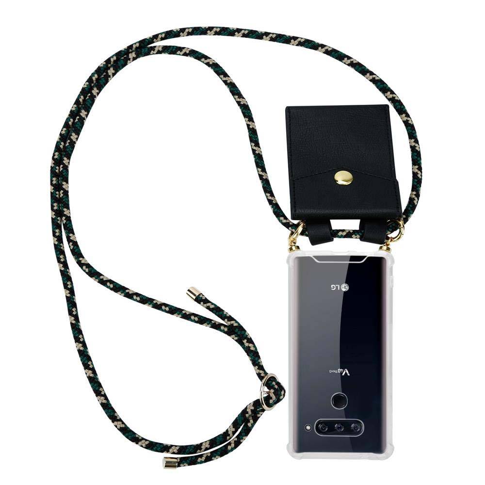 Cadorabo Hülle für LG V40 Schutzhülle in Braun Handy Kette Silikon Kordel abnehmbares Etui