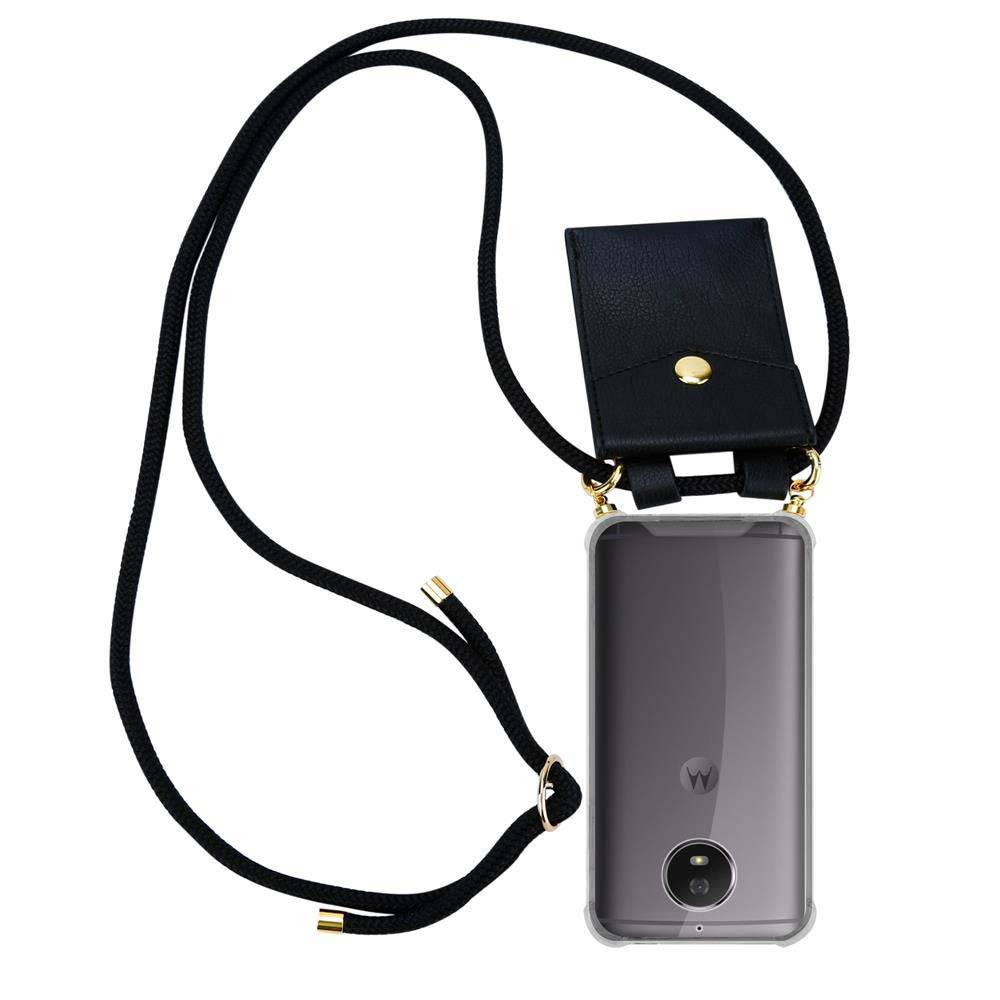 Cadorabo Hülle für Motorola MOTO G5S Schutzhülle in Schwarz Handy Kette Silikon Kordel abnehmbares Etui