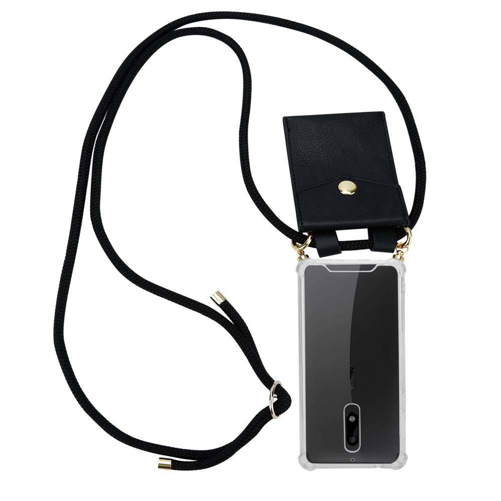 Cadorabo Hülle für Nokia 5 2017 Schutzhülle in Schwarz Handy Kette Silikon Kordel abnehmbares Etui