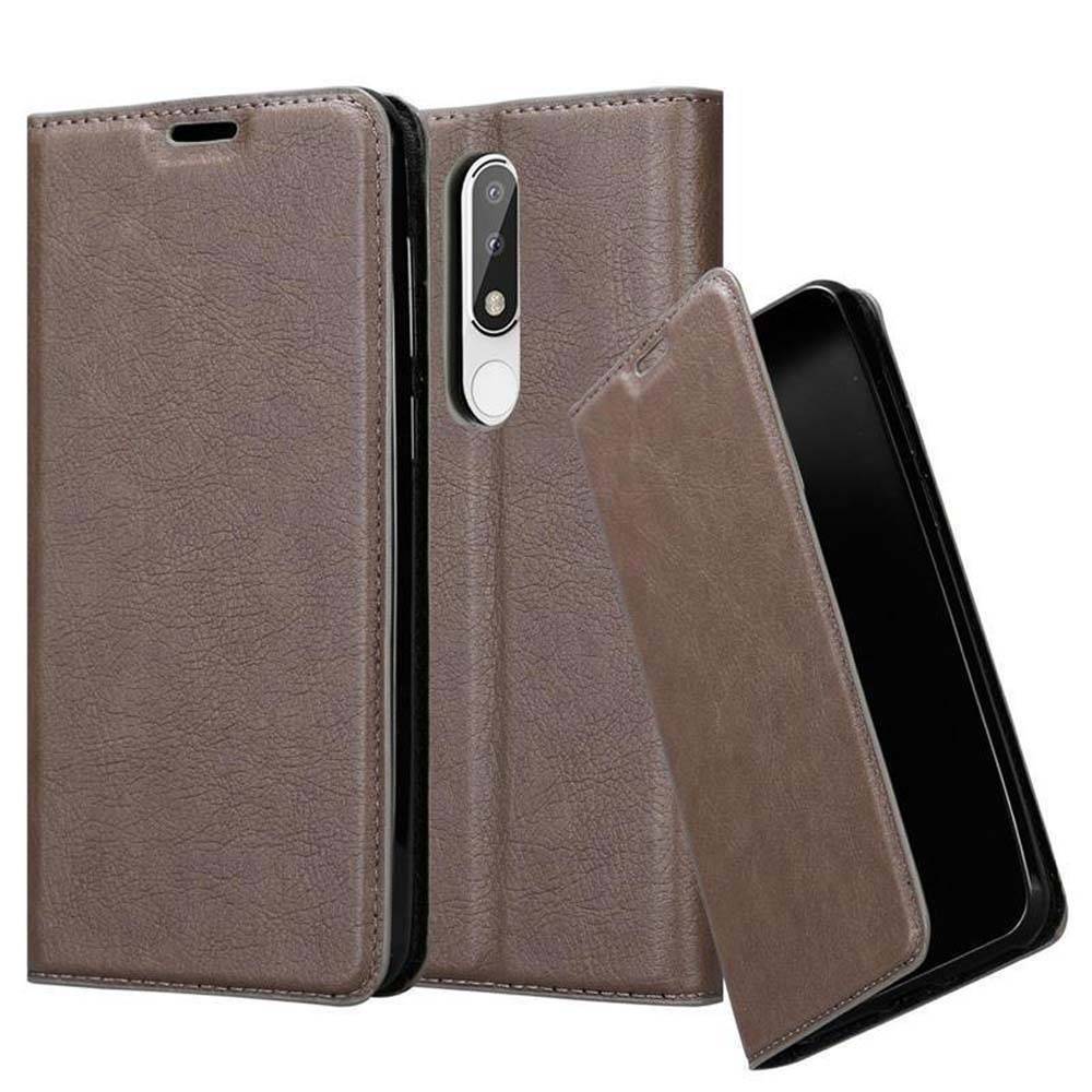 Cadorabo Hülle für Nokia 5.1 PLUS / X5 Schutz Hülle in Braun Handyhülle Etui Case Cover Magnetverschluss