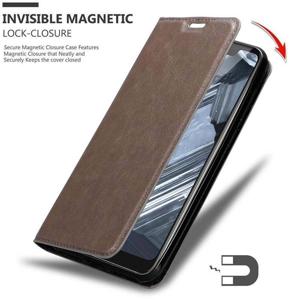 Cadorabo Hülle für Nokia 5.1 PLUS / X5 Schutz Hülle in Braun Handyhülle Etui Case Cover Magnetverschluss