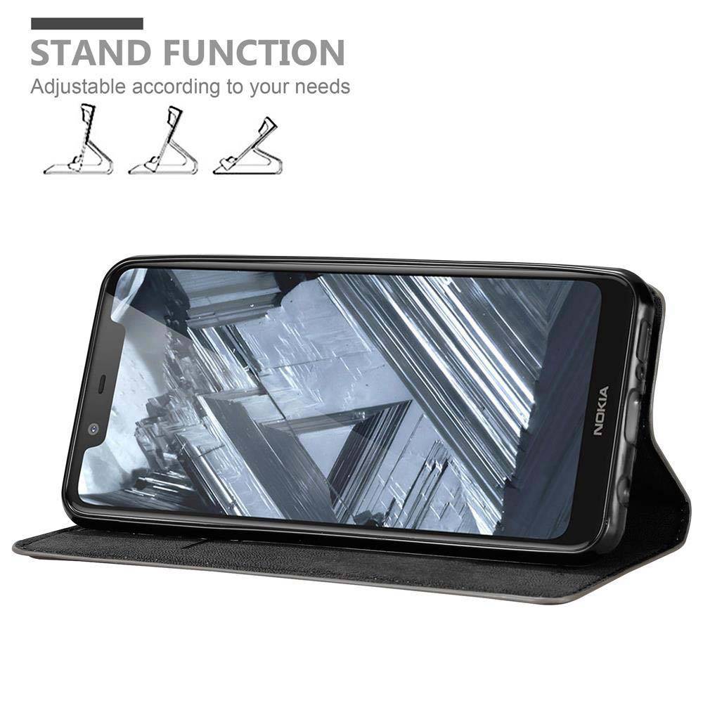 Cadorabo Hülle für Nokia 5.1 PLUS / X5 Schutz Hülle in Braun Handyhülle Etui Case Cover Magnetverschluss