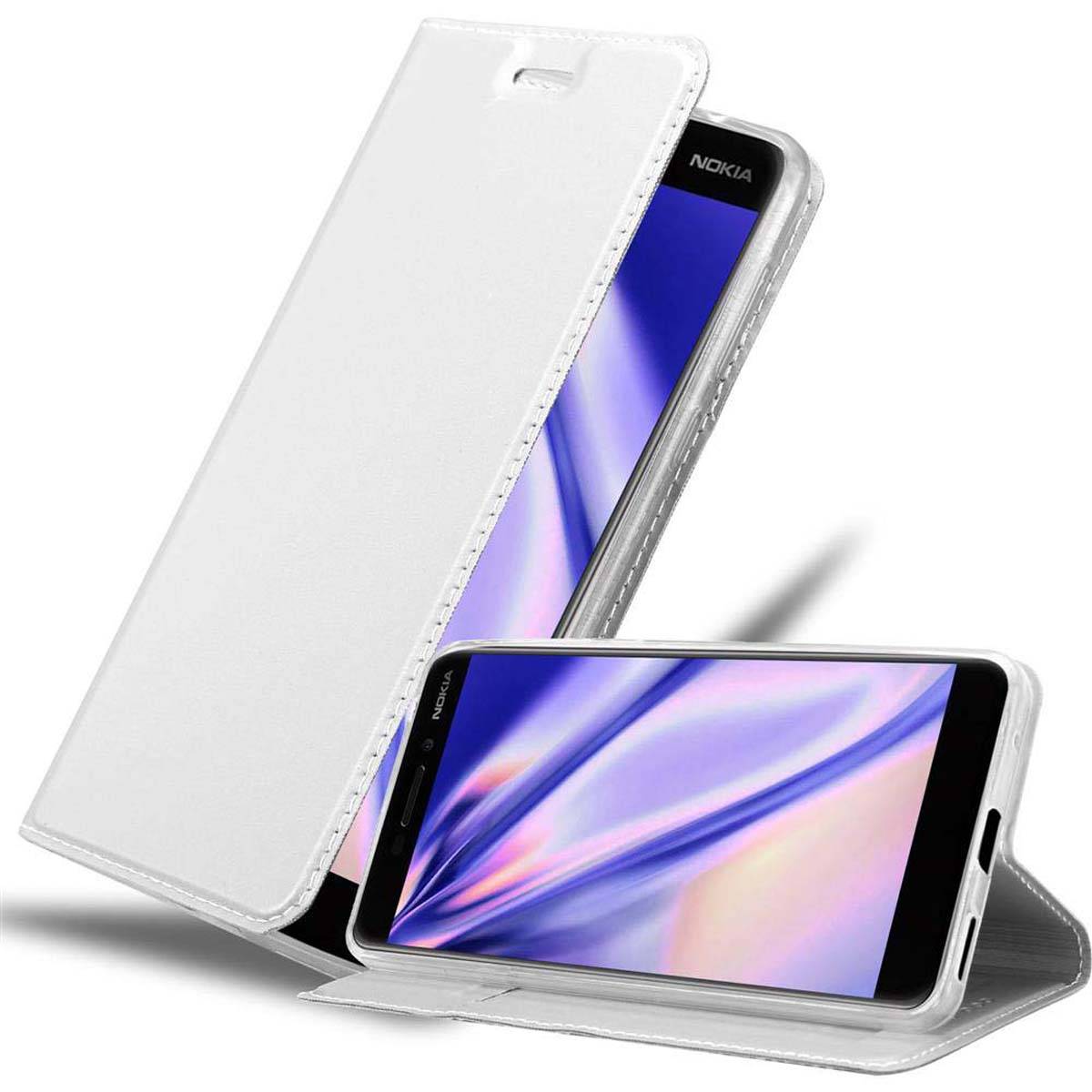 Cadorabo Handyhülle für Nokia 6.1 Schutz Hülle in Silber Cover Etui Book Case Booklet
