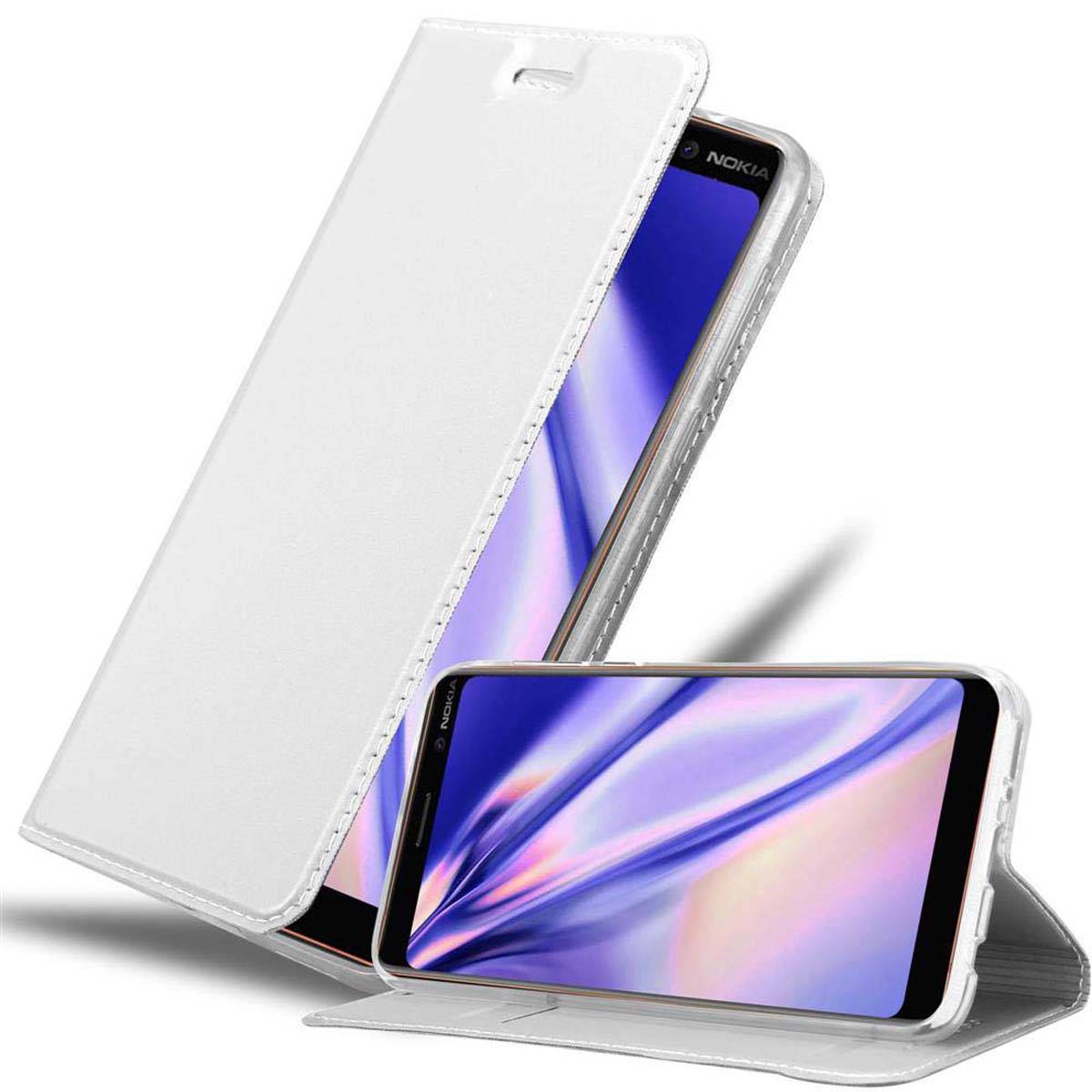 Cadorabo Handyhülle für Nokia 7 PLUS Schutz Hülle in Silber Cover Etui Book Case Booklet