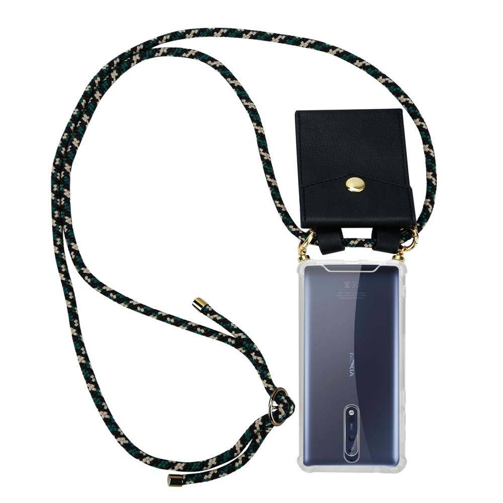 Cadorabo Hülle für Nokia 8 2017 Schutzhülle in Braun Handy Kette Silikon Kordel abnehmbares Etui