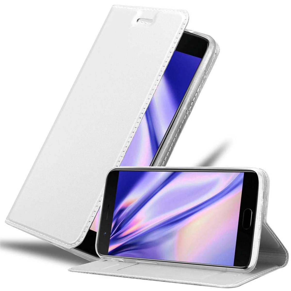 Cadorabo Handyhülle für OnePlus 5 Schutz Hülle in Silber Cover Etui Book Case Booklet