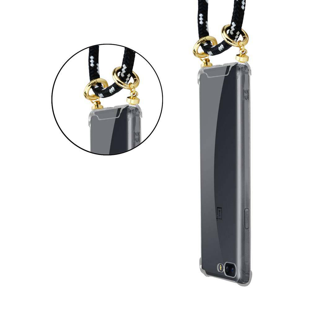 Cadorabo Hülle für OnePlus 5 Schutzhülle in Schwarz Handy Kette Silikon Kordel abnehmbares Etui