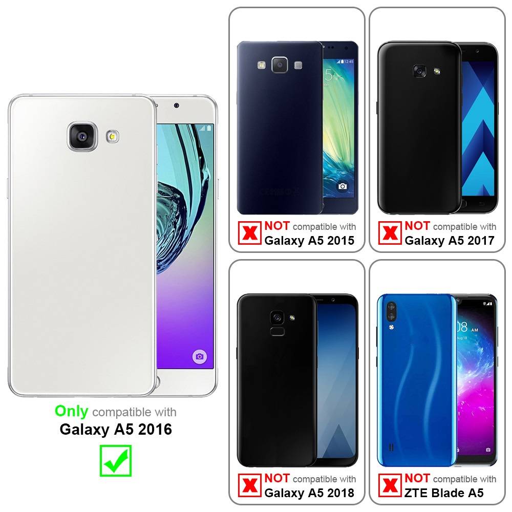 Cadorabo Hülle für Samsung Galaxy A5 2016 Schutzhülle in Schwarz Handy Kette Silikon Kordel abnehmbares Etui