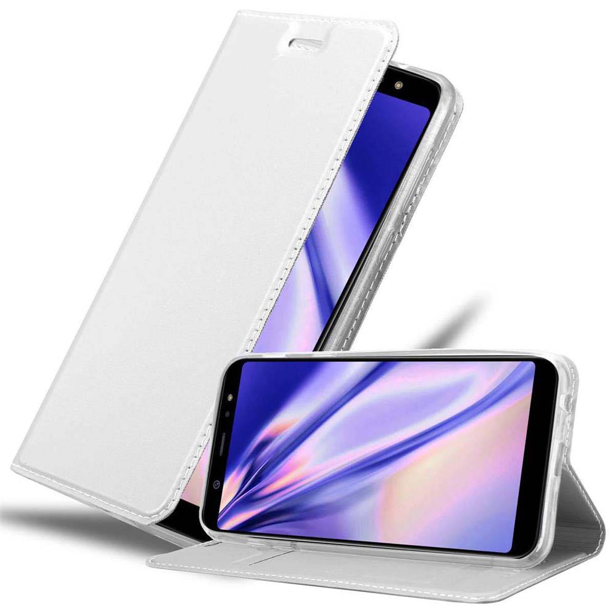 Cadorabo Handyhülle für Samsung Galaxy A6 PLUS 2018 Schutz Hülle in Silber Cover Etui Book Case Booklet