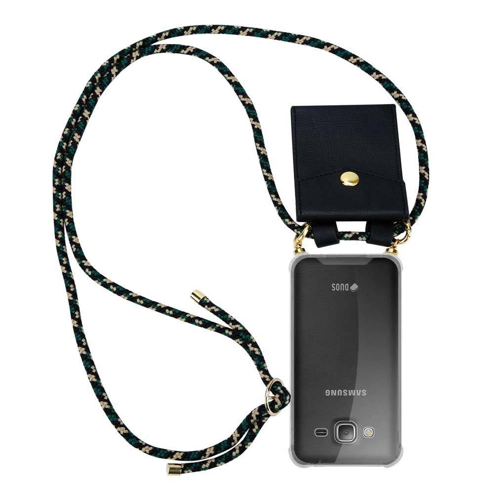 Cadorabo Hülle für Samsung Galaxy J3 2016 Schutzhülle in Braun Handy Kette Silikon Kordel abnehmbares Etui