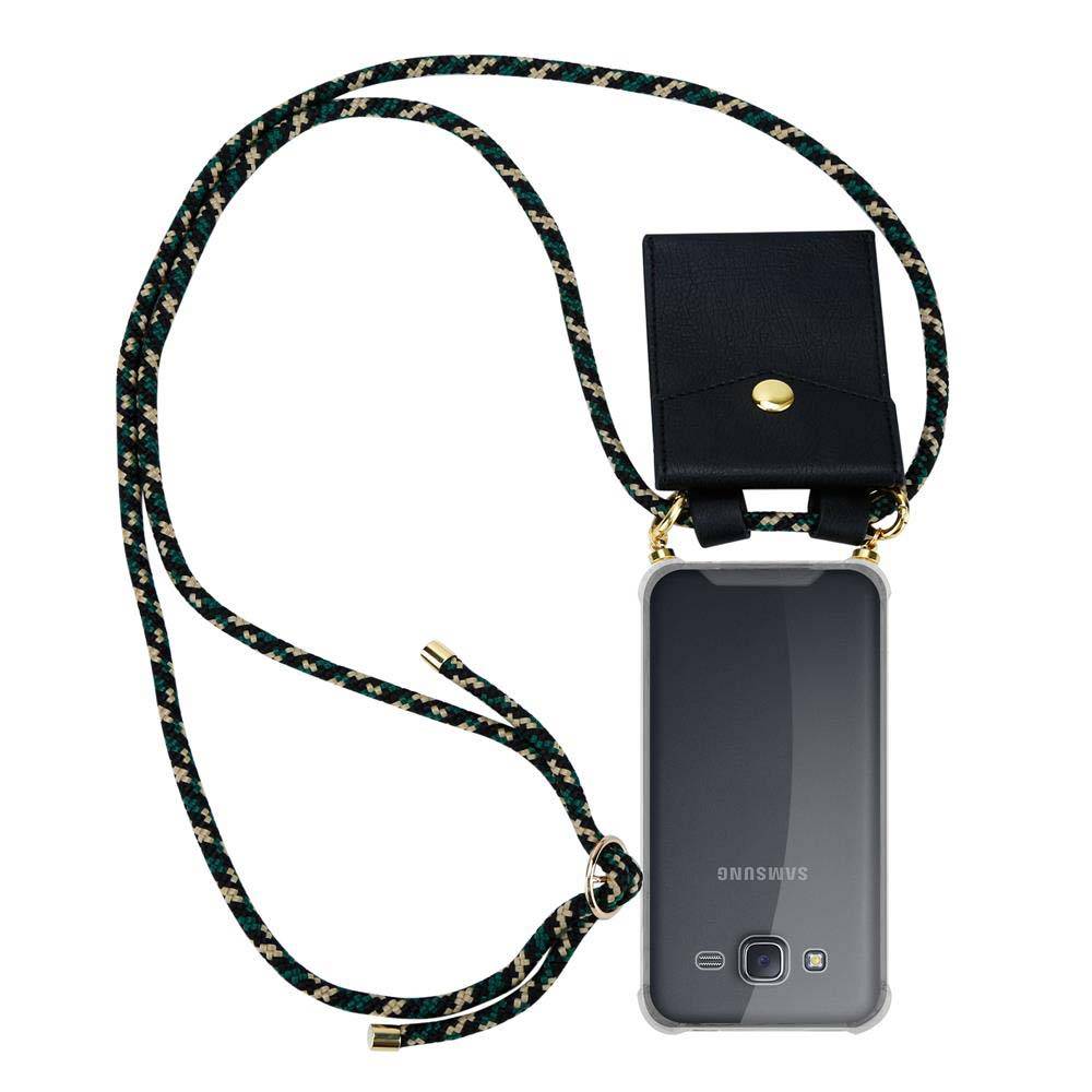 Cadorabo Hülle für Samsung Galaxy J5 2015 Schutzhülle in Braun Handy Kette Silikon Kordel abnehmbares Etui