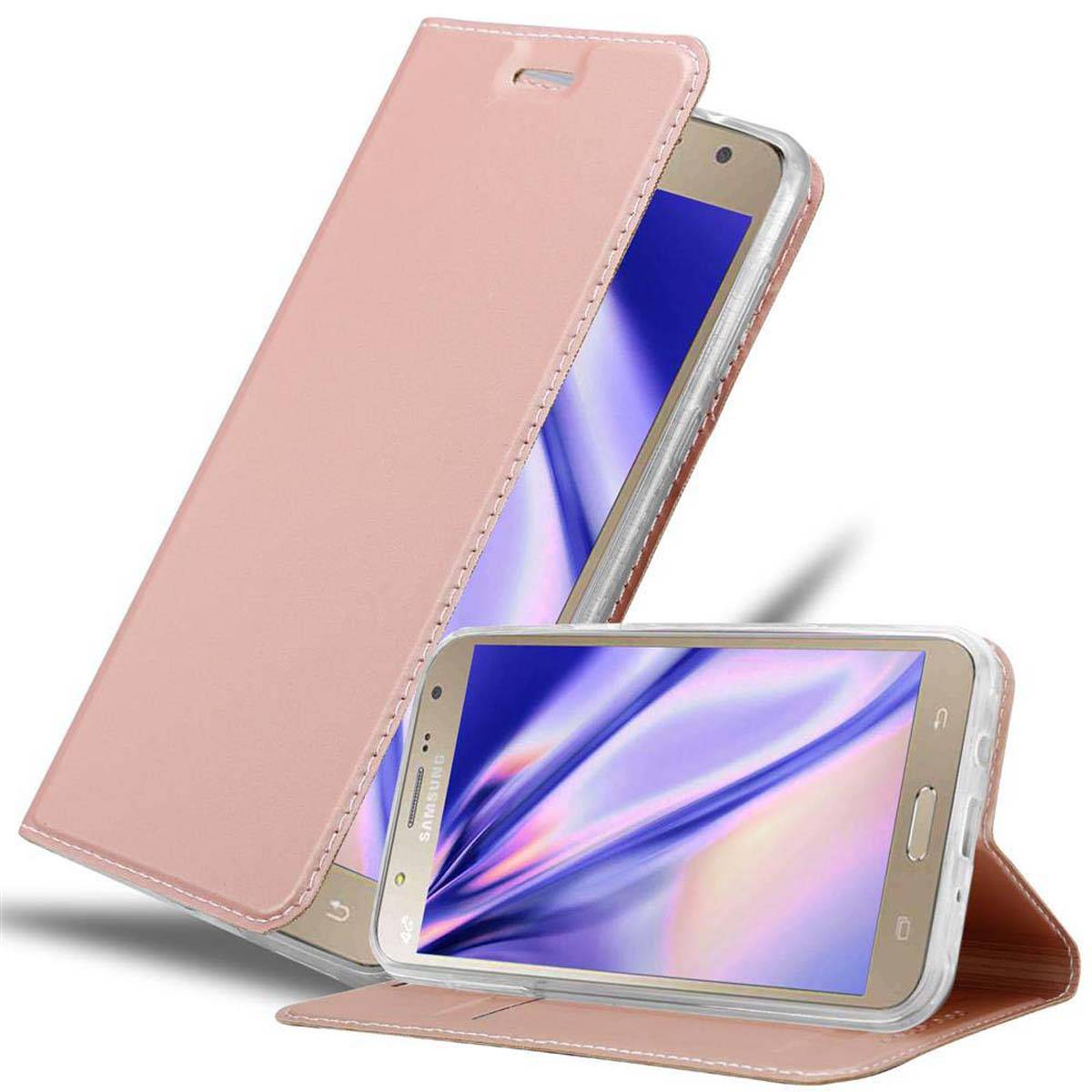 Cadorabo Handyhülle für Samsung Galaxy J7 2015 Schutz Hülle in Rosa Cover Etui Book Case Booklet