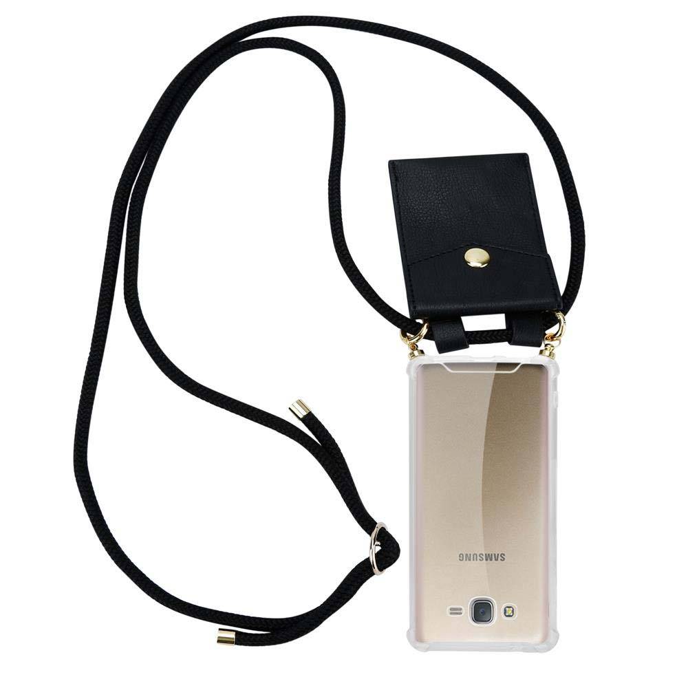 Cadorabo Hülle für Samsung Galaxy J7 2015 Schutzhülle in Schwarz Handy Kette Silikon Kordel abnehmbares Etui