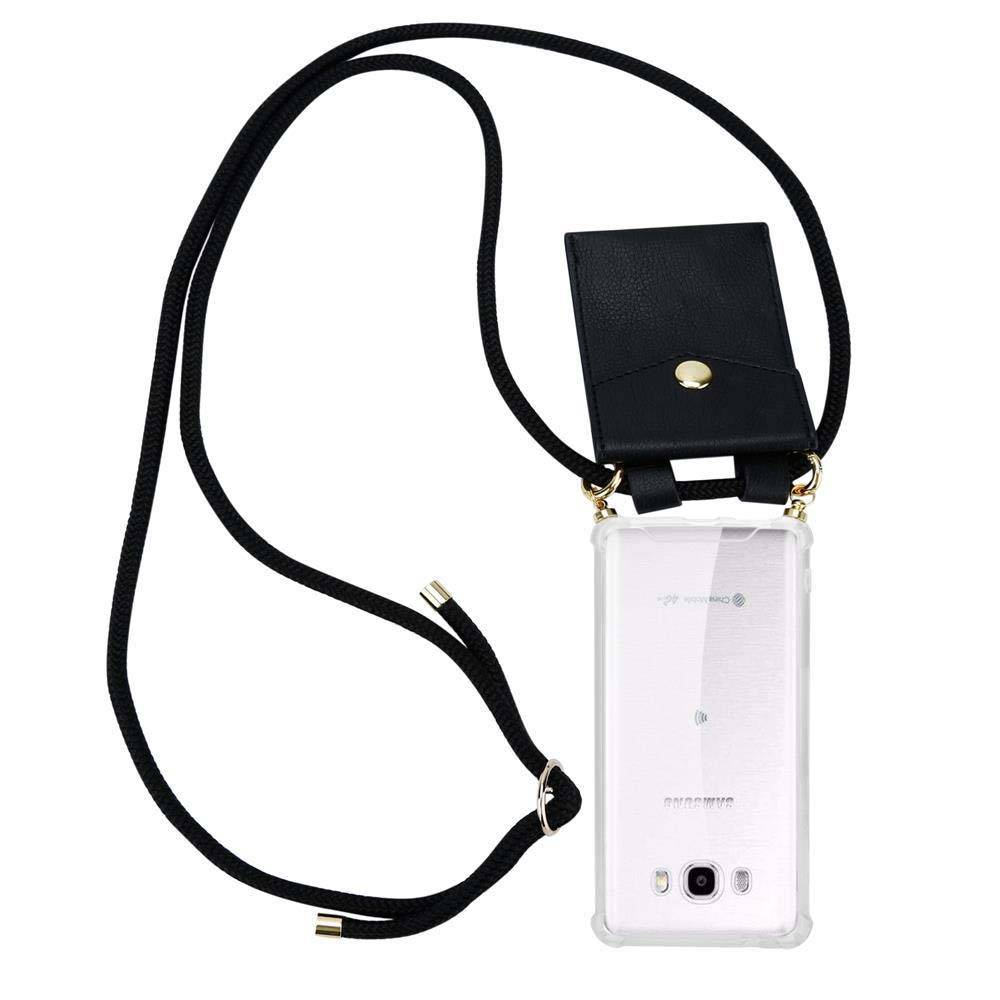 Cadorabo Hülle für Samsung Galaxy J7 2016 Schutzhülle in Schwarz Handy Kette Silikon Kordel abnehmbares Etui