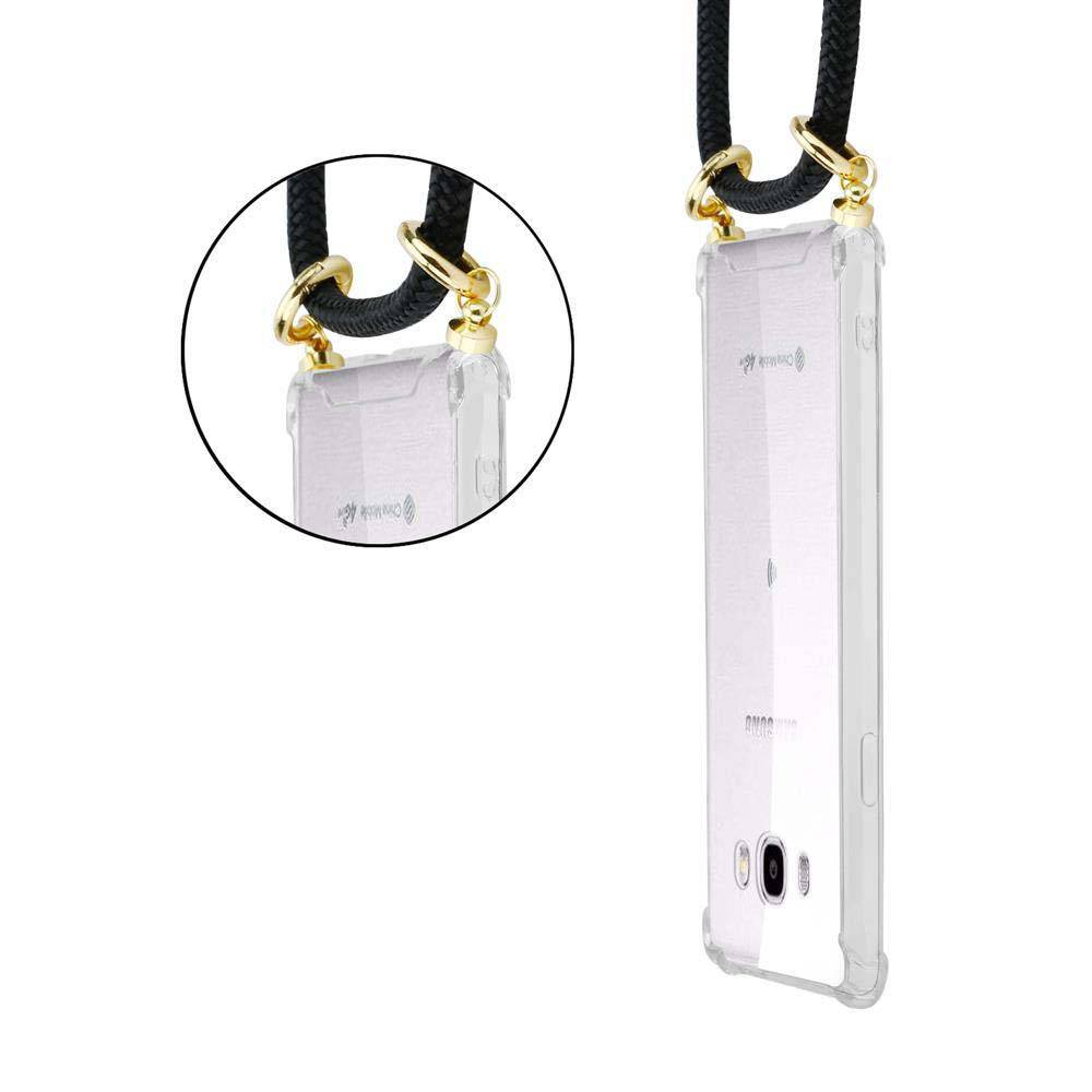 Cadorabo Hülle für Samsung Galaxy J7 2016 Schutzhülle in Schwarz Handy Kette Silikon Kordel abnehmbares Etui